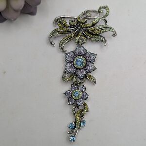 Heidi Daus Limited Edition Crystal Floral Drop Brooch Pin